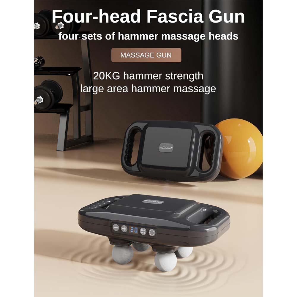 4-Head Massage Gun Deep Tissue | 20 Intensity Levels & 6 Massage Modes | Handheld Muscle Massager for Back, Neck, Shoulders, Legs & Full Body Pain Relief