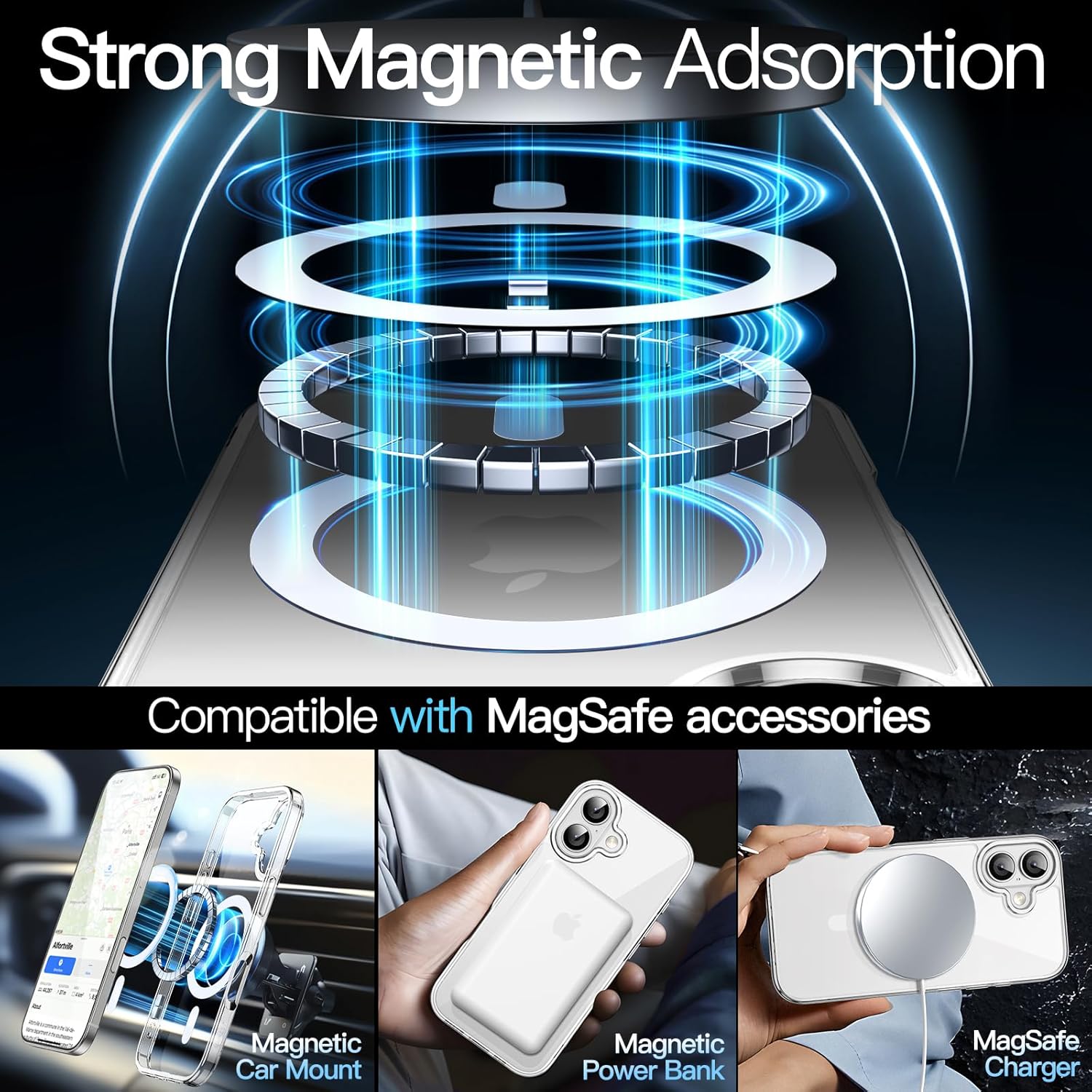 Magnetic Clear Case for iPhone 17 6.3" (2025) | MagSafe Compatible Transparent Shockproof Bumper Cover with Anti-Scratch Hard Back & Wireless Charging Support
