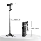 P15T Mini Selfie Stick Tripod | Extendable Phone Stand with Wireless Remote | Portable Vlogging & Travel Tripod for iPhone & Android Smartphones
