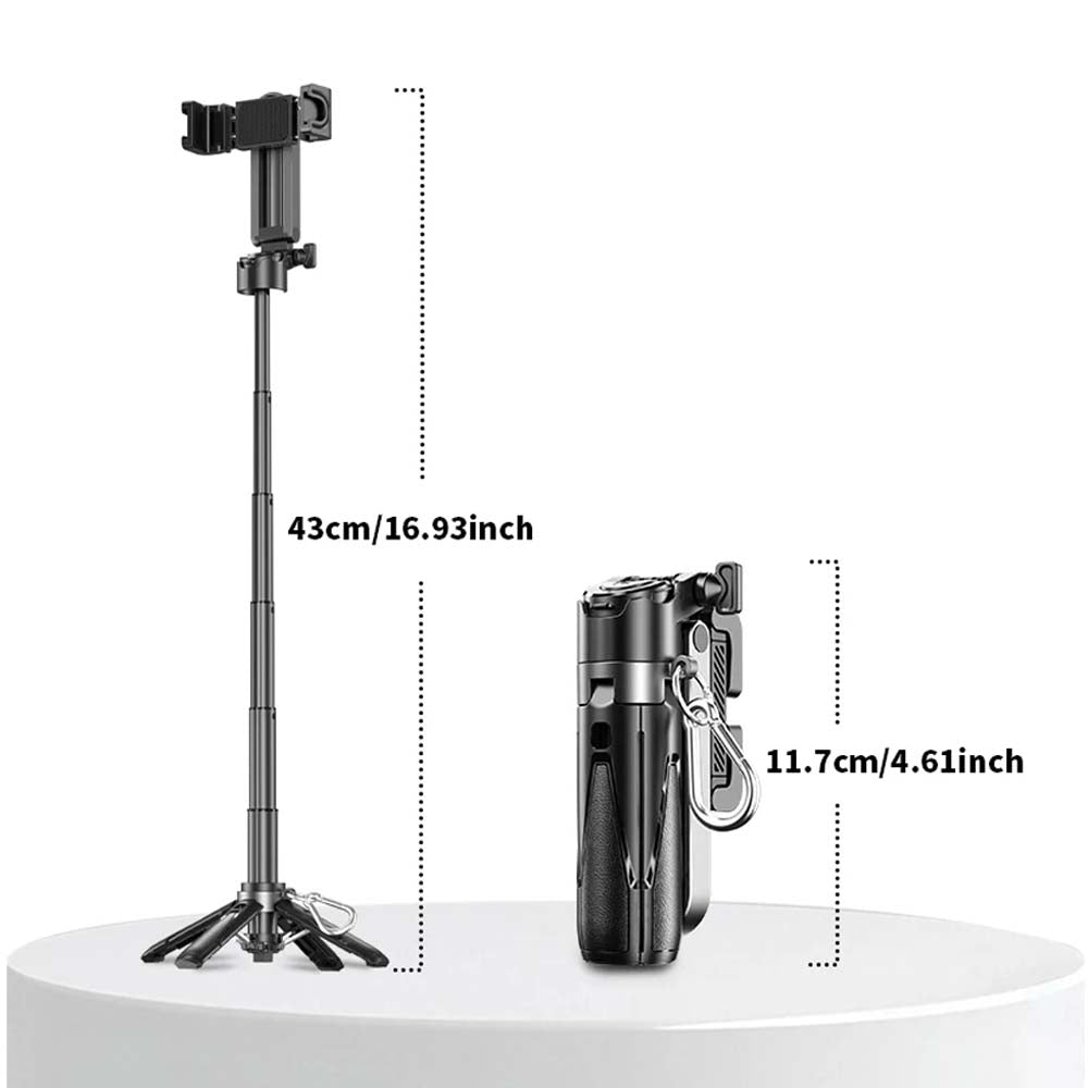 P15T Mini Selfie Stick Tripod | Extendable Phone Stand with Wireless Remote | Portable Vlogging & Travel Tripod for iPhone & Android Smartphones