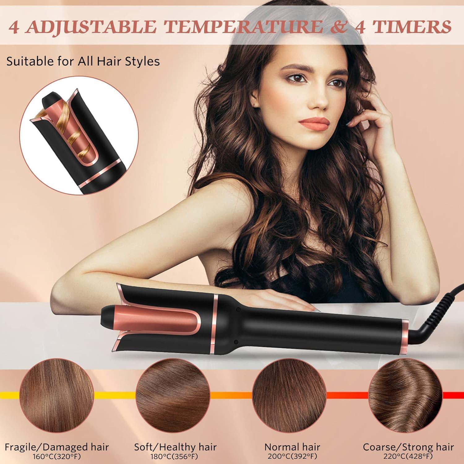 Automatic Hair Curler – 1" Rotating Curling Wand with Fast Heating, Dual Voltage, Anti-Tangle Design – Perfect Curls for Medium to Long Hair