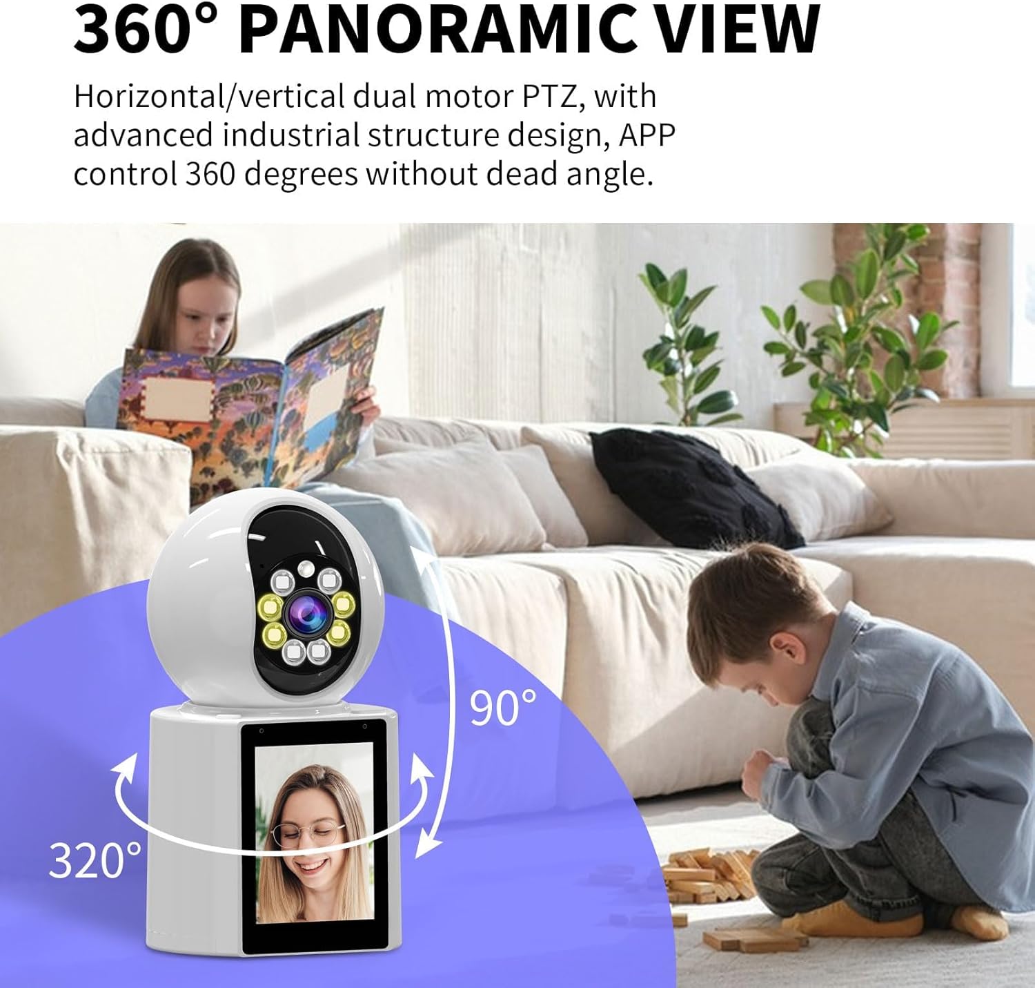 4K HD Indoor Security Camera – 360° Rotation, Night Vision, Two-Way Audio, Motion Alerts, App Control, Ideal for Pets, Babies, and Nanny Monitoring