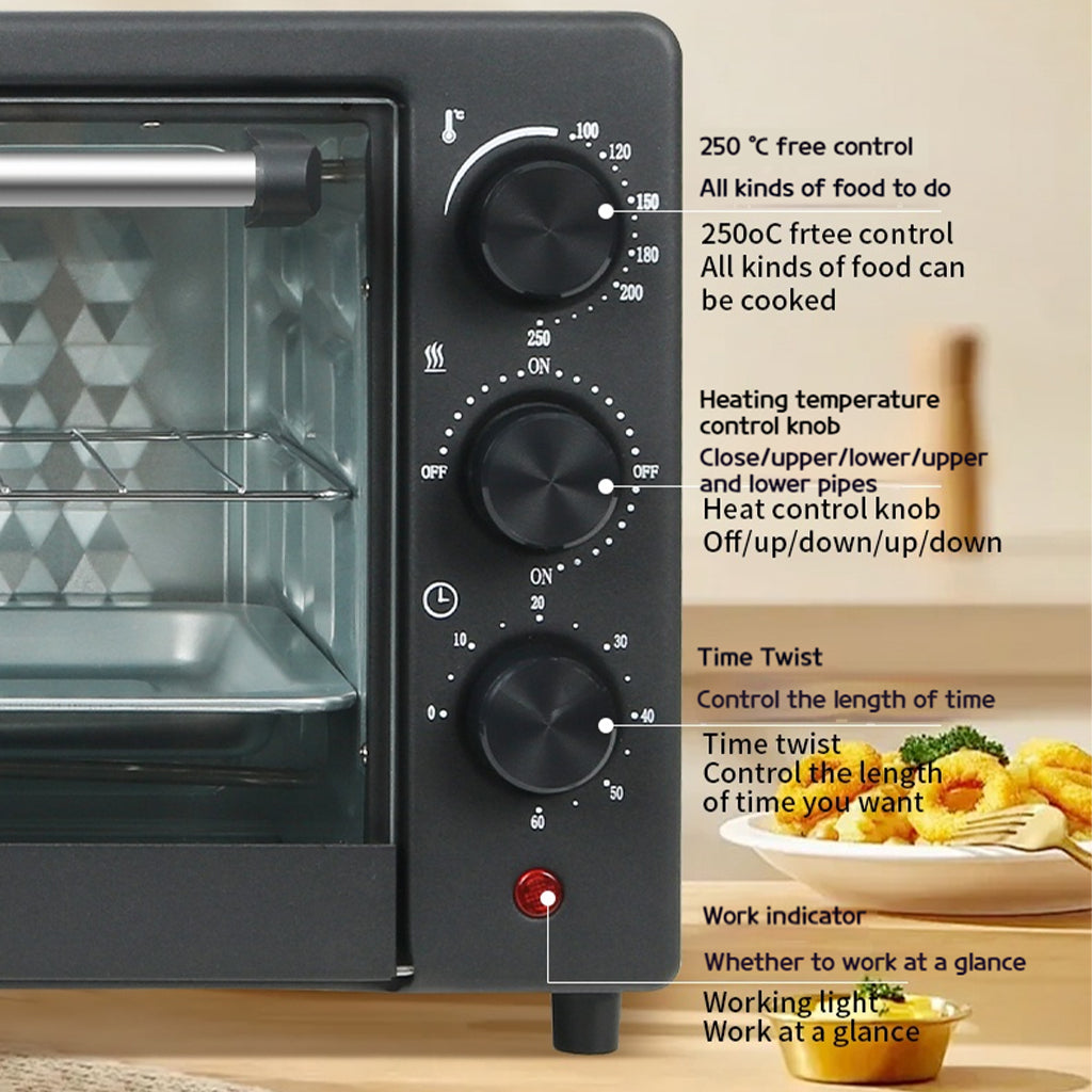 18L Multifunction Toaster Oven – 6-in-1 Electric Countertop Convection Oven for Pizza, Baking, Roasting, Toasting, Broiling, and Reheating