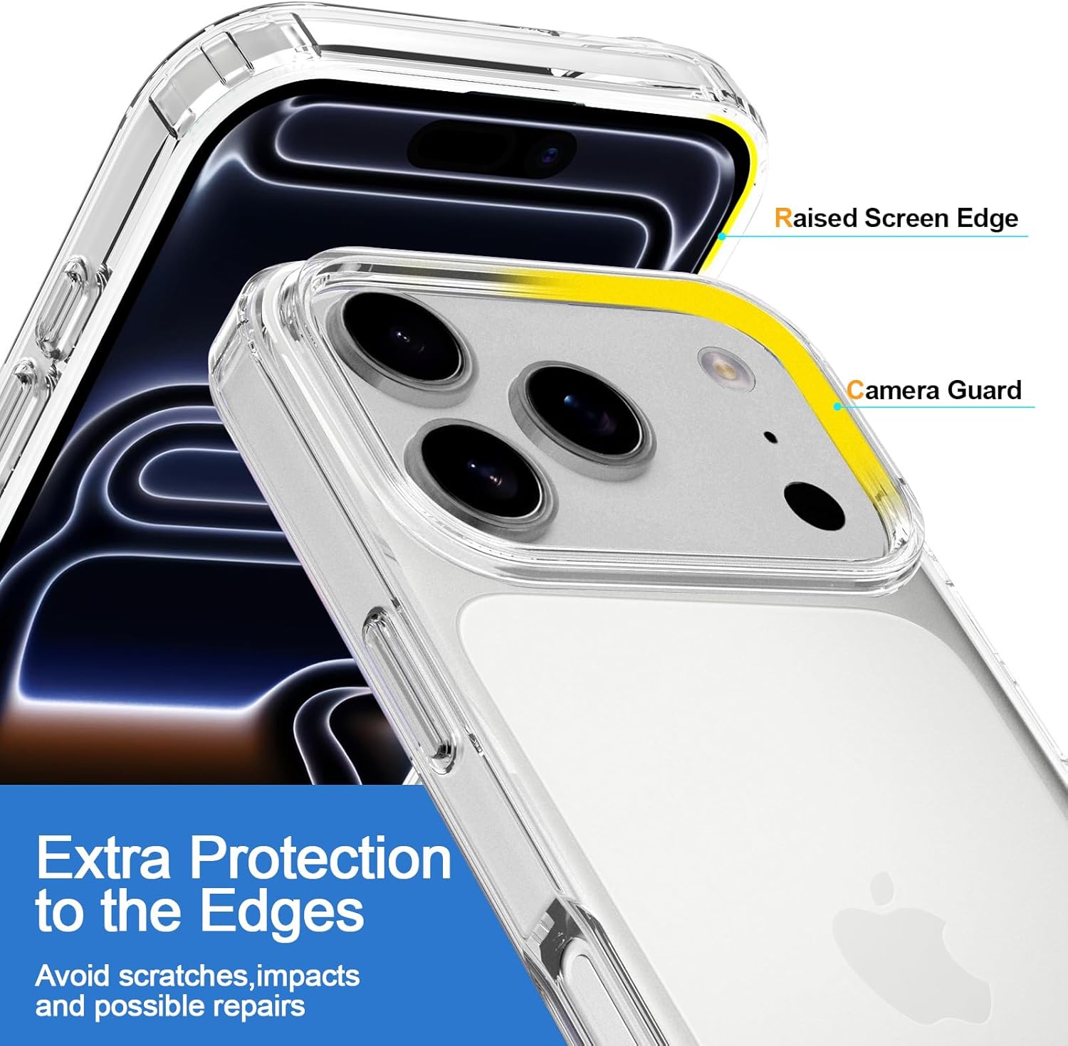 Crystal Clear Case for iPhone 17 Pro 6.3" (2025) | Anti-Yellowing Hard Back, Slim Shockproof Bumper, Wireless Charging Compatible Transparent Protective Phone Cover