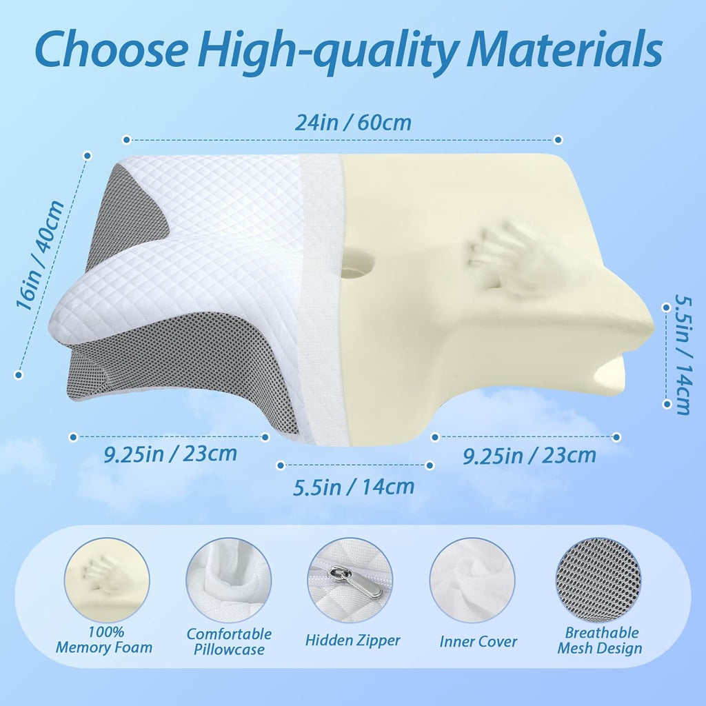 2-in-1 Memory Foam Cervical Pillow for Neck Pain Relief – Ergonomic Orthopedic Support for Side, Back & Stomach Sleepers