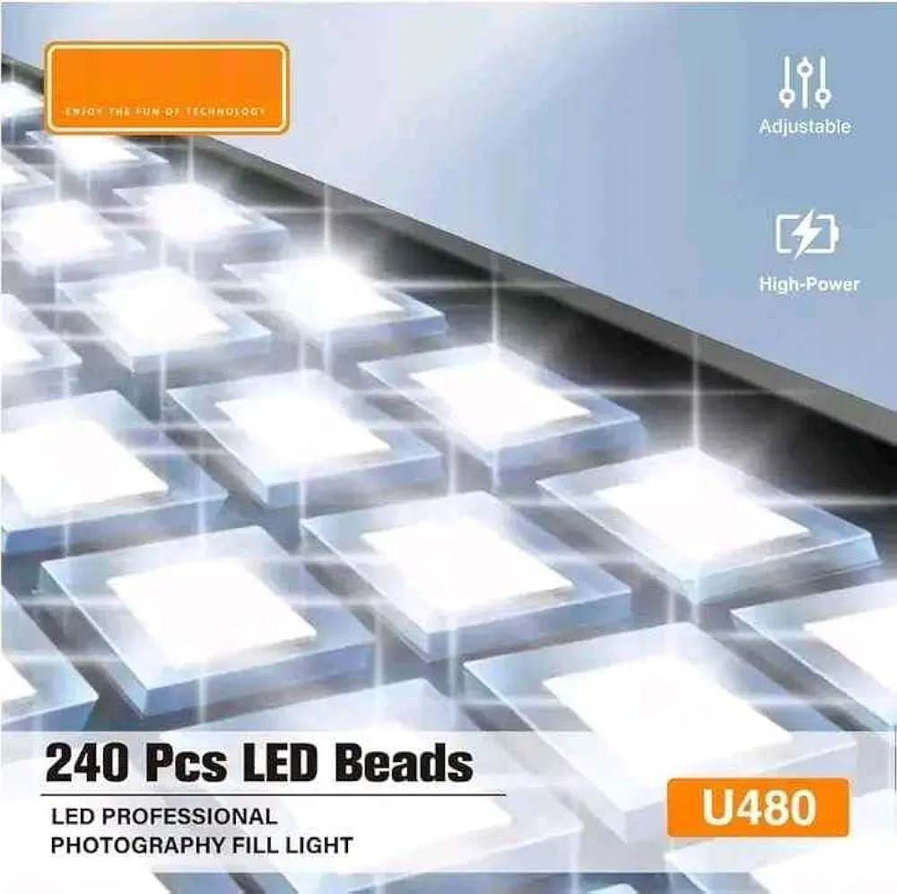 U480 LED Video Light – 5000mAh Rechargeable Camera Panel Light with 10–100% Dimmable Brightness, Adjustable 3200K–5600K Bi-Color Lighting for Photography, Videography, Live Streaming & Content Creation