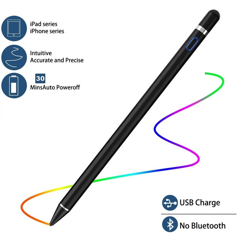 Digital Active Stylus Pen – Precision Drawing & Writing Pen with Palm Rejection | Compatible with iPad, iPhone & Android Tablets, Rechargeable Fine-Tip Pen (Black)