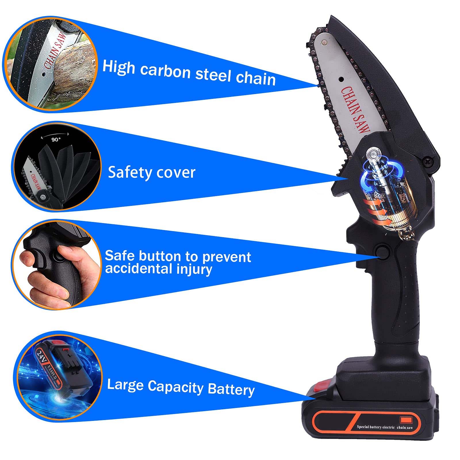 Powerful Brushless Cordless Mini Chainsaw – Handheld Electric Tree Branch Cutter with Safety Lock for Effortless, Precise, and Safe Wood Cutting Anytime, Anywhere