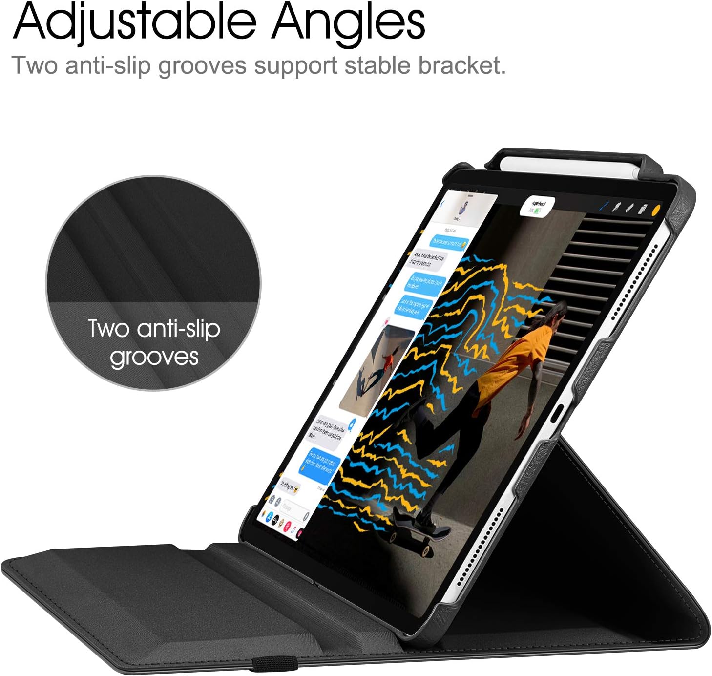 360° Rotating Case for iPad Pro 12.9" (2018–2022) – Auto Sleep/Wake Leather Cover with Pencil Holder & Multi-Angle Stand (Multi Colour)