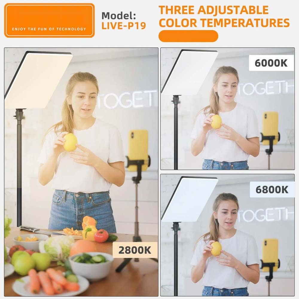 Live-P19 LED Fill Light Panel – Dimmable Bi-Color Studio Lighting with Adjustable Brightness & Color Temperature for Photography, Videography, YouTube, TikTok & Live Streaming
