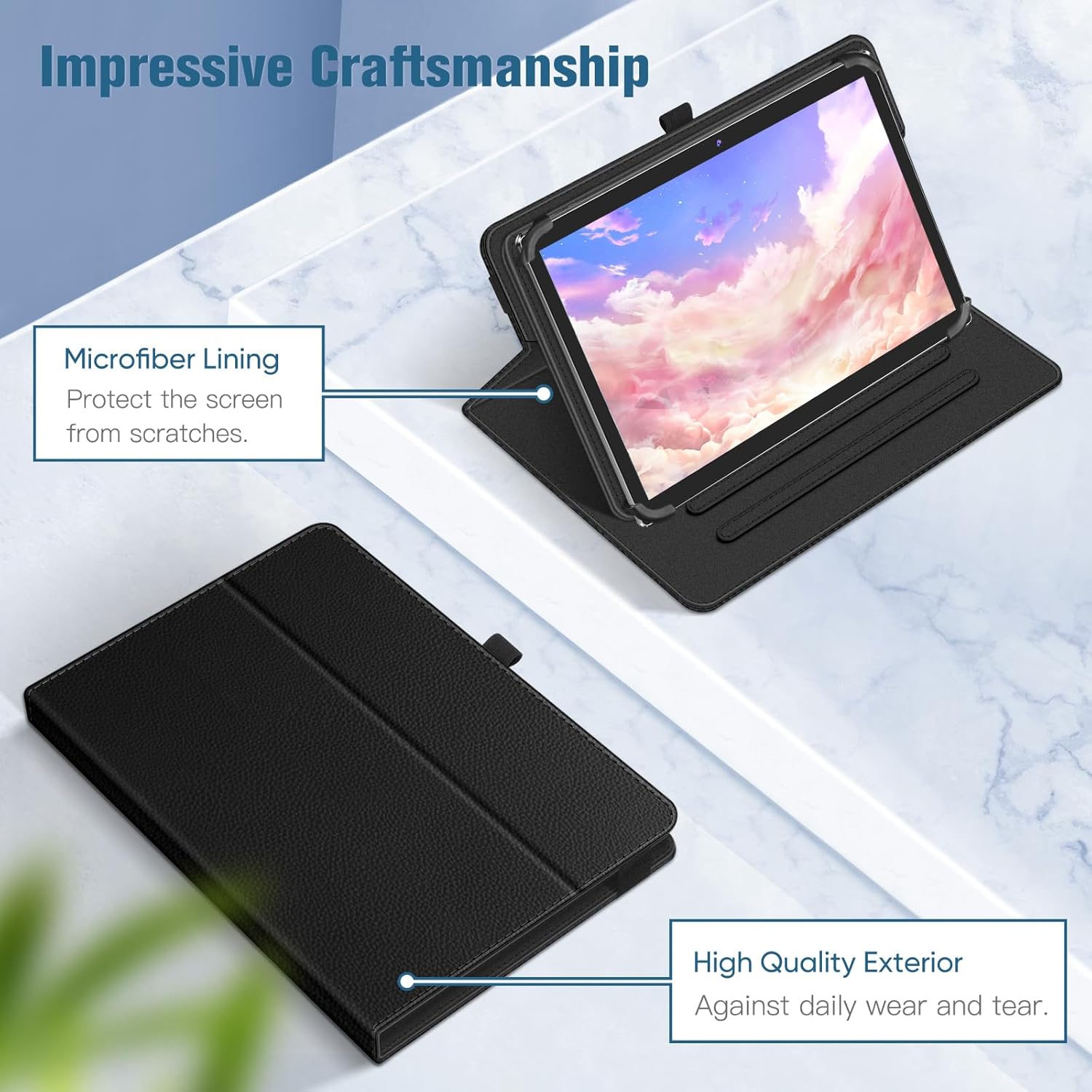 360° Rotating Tablet Case for 10/11-inch Devices – Premium PU Leather Cover with Auto Sleep/Wake, Multi-Angle Viewing, and Full Body Protection