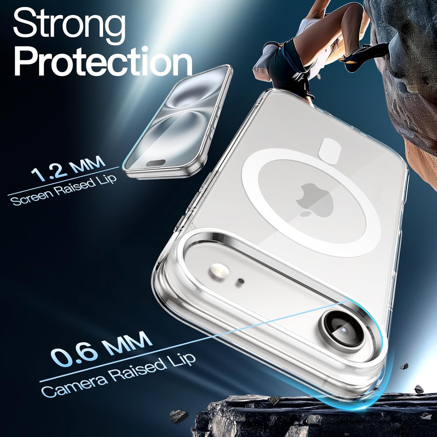 Magnetic Clear Case for iPhone 17 Air 6.5" (2025) | MagSafe Compatible Shockproof Transparent Bumper Cover with Anti-Scratch Hard Back & Wireless Charging Protection