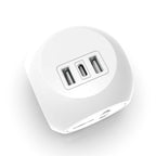 7-in-1 Multi Plug Extension Adapter with 4-Way Wall Outlet, Fast Charging USB Ports, Compact Cordless Power Extender for Home, Office, Travel Use