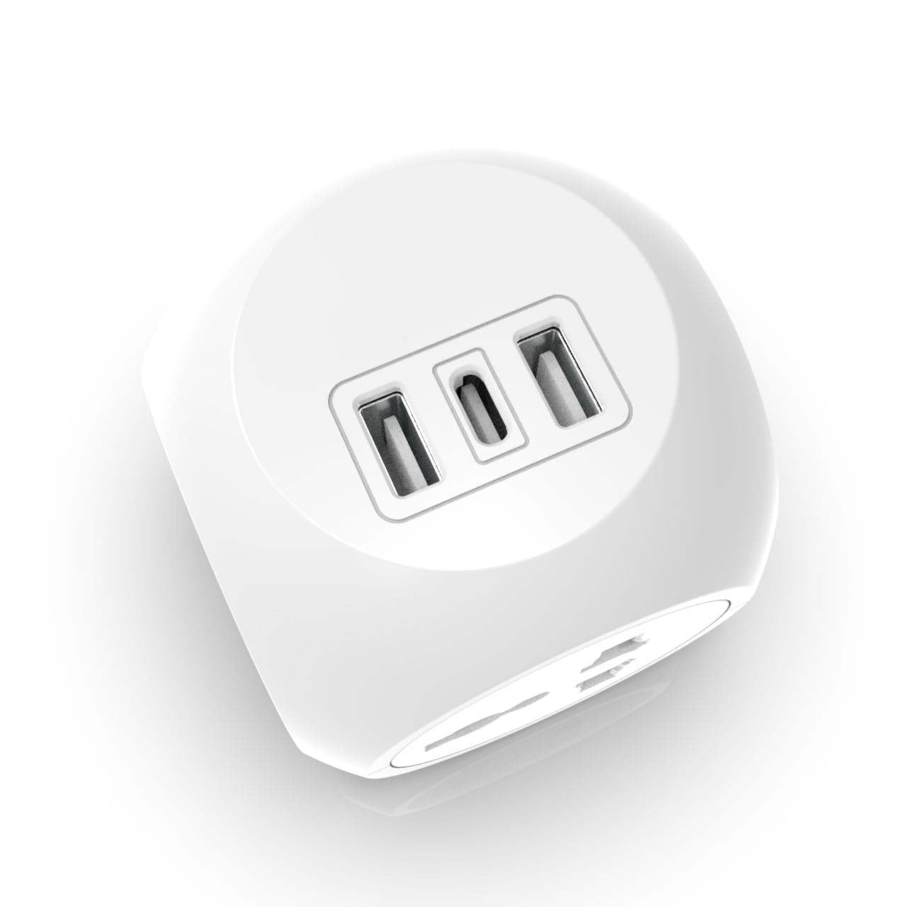 7-in-1 Multi Plug Extension Adapter with 4-Way Wall Outlet, Fast Charging USB Ports, Compact Cordless Power Extender for Home, Office, Travel Use