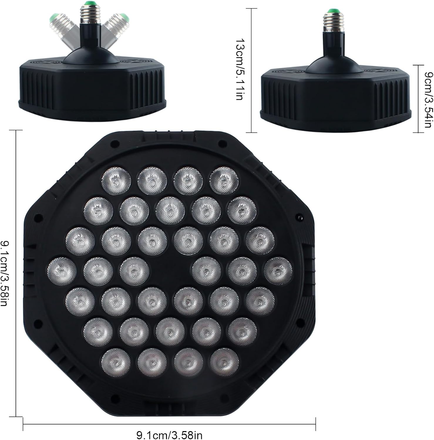 36 LED E27 RGB Party Lights with Remote – 7 Color Modes for DJ Events, Stage Lighting, Holiday Decorations, Halloween & Christmas Indoor/Outdoor Use