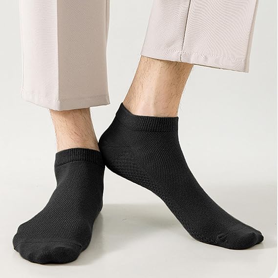 10 Pairs Men’s Breathable Cotton Ankle Socks – Black, Ultra Lightweight, All-Season Comfort, Low-Cut Everyday Socks for Work, Sports, and Casual Wear