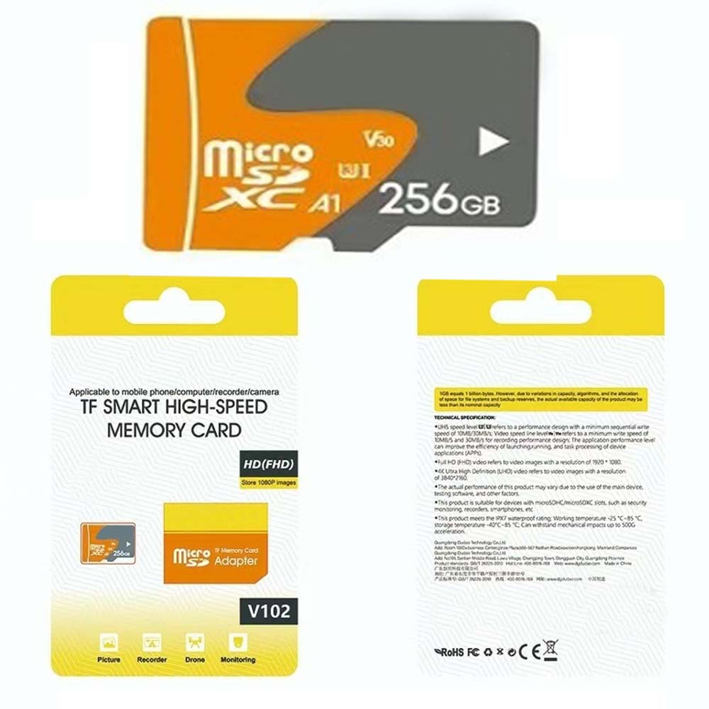 V102 256GB MicroSD Memory Card - UHS-I U3 High-Speed TF Storage for 4K/8K Video, Gaming & Professional Use