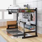 Over Sink Kitchen Shelf Organizer | 65/85cm Stainless Steel Dish Drying Rack & Storage Holder | Space-Saving Kitchen Essentials
