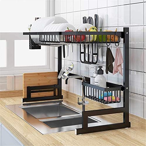 Over Sink Kitchen Shelf Organizer | 65/85cm Stainless Steel Dish Drying Rack & Storage Holder | Space-Saving Kitchen Essentials
