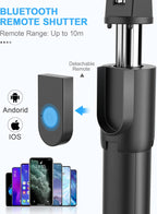 3-in-1 Bluetooth Selfie Stick Tripod Monopod with Remote Control | Telescopic Aluminum Alloy Selfie Stick | Stable Hands-Free Photos & Videos