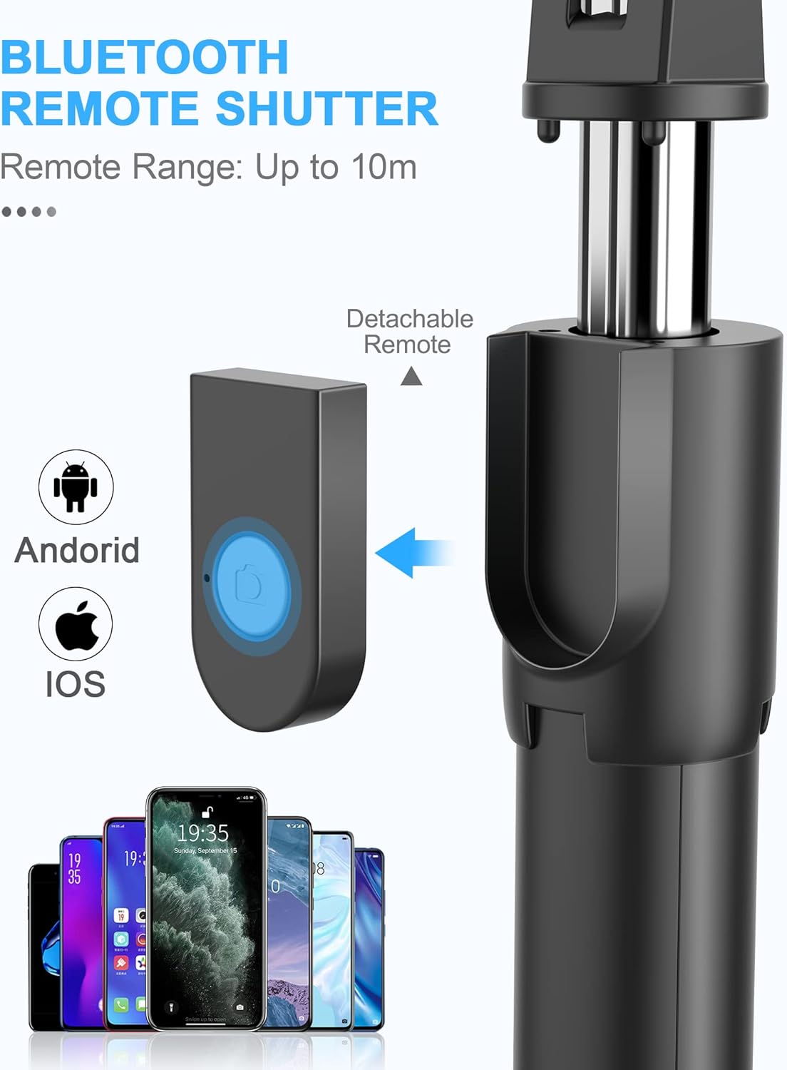 3-in-1 Bluetooth Selfie Stick Tripod Monopod with Remote Control | Telescopic Aluminum Alloy Selfie Stick | Stable Hands-Free Photos & Videos
