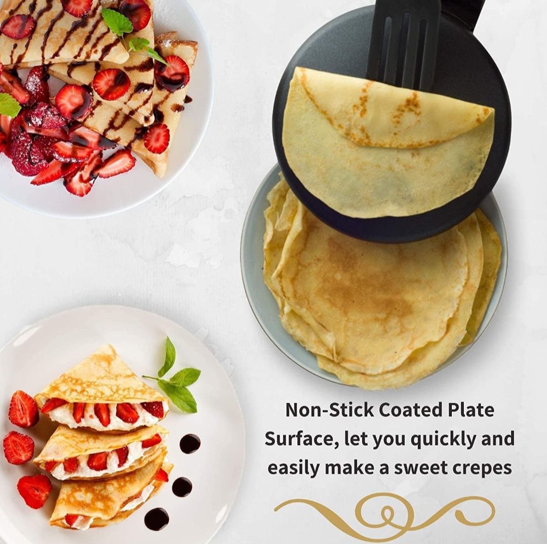 Electric Pancake & Crepe Maker with Auto Power-Off | Non-Stick Hot Plate Cooktop with Automatic Temperature Control