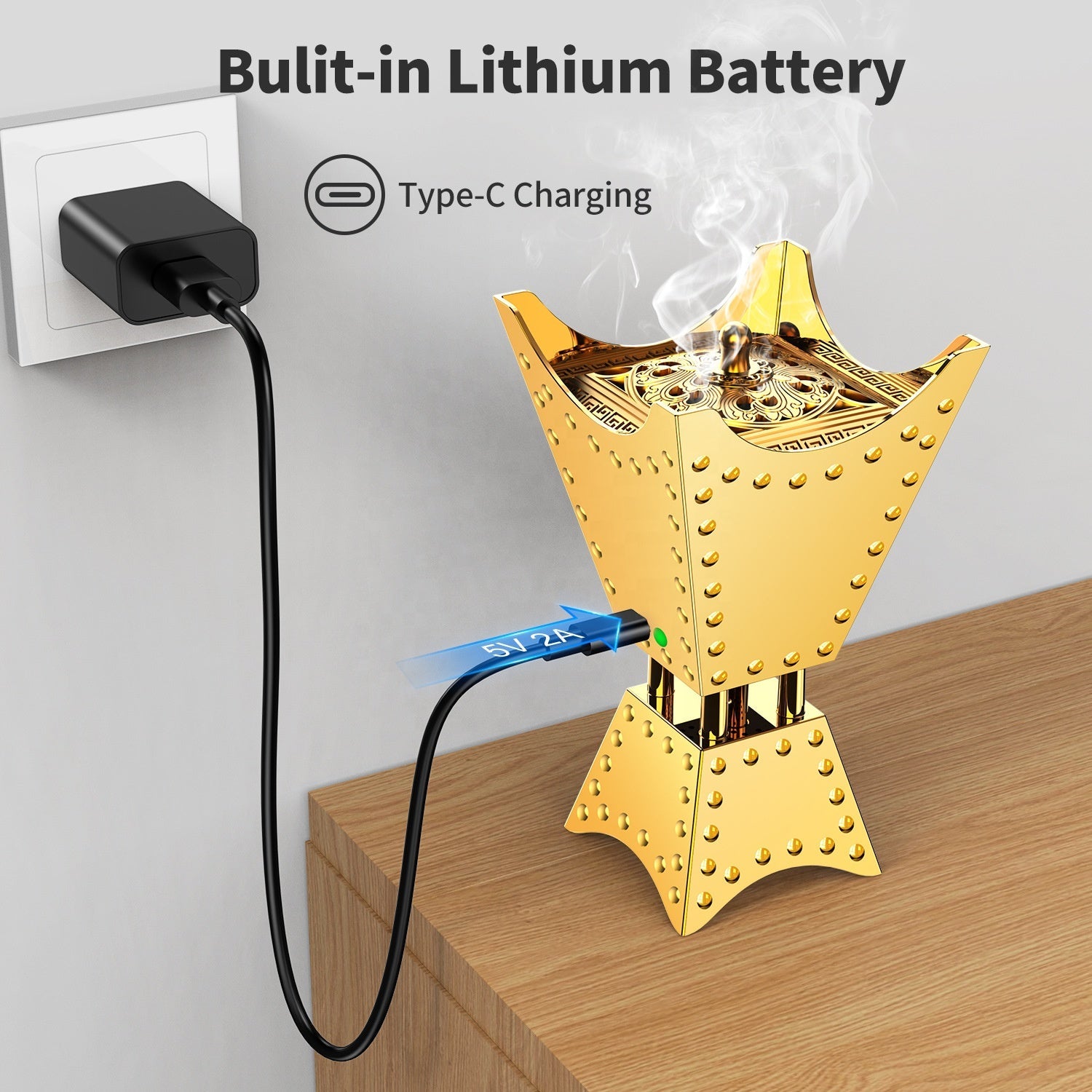 Luxury Electric Bakhoor Burner – USB Rechargeable Car & Home Oud Incense Diffuser