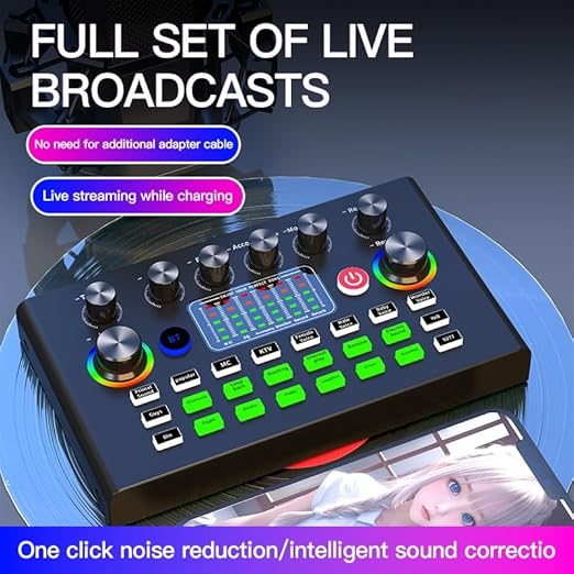 F009 Live Sound Card – Bluetooth Audio Mixer for Broadcasting, Recording, and Live Streaming