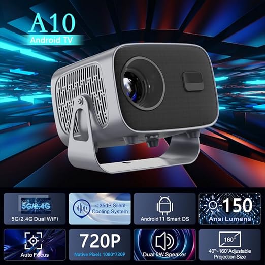 Portable Mini Projector – Compact 3D LED Home Theater System with Full HD 720P Support, Smart TV Compatibility, and Plug-and-Play Setup