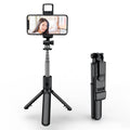 Selfie Stick Tripod with Wireless Remote & 360° Rotation, Mini Extendable Selfie Stick Stand Holder with LED Fill Light, Perfect Compitable for iPhone & Android Smartphones, Compact & Portable for Travel, Vlogging, and Live Streaming
