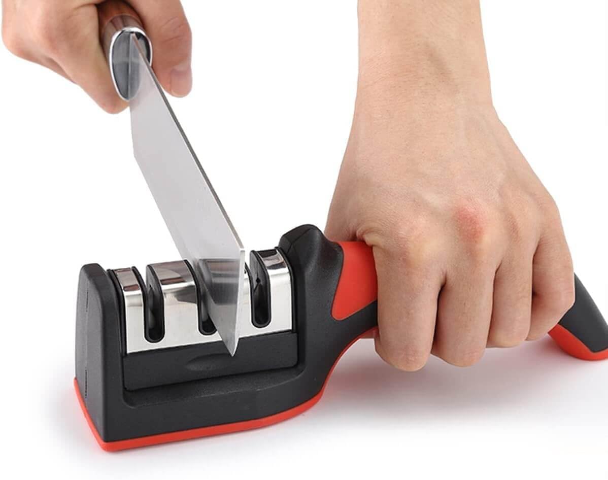 Compact Pull-Through Kitchen Knife Sharpener | Efficient Tool for Home Kitchens