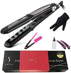 Professional Steam Ceramic Hair Straightener & Curling Iron | 3-in-1 Ionic Vapor Styler