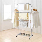 Foldable Rolling Laundry Drying Rack with Adjustable Shelves | Heavy-Duty Stainless Steel Rods | Compact Storage | Space-Saving Design for Apartments, Laundry Rooms & Small Spaces