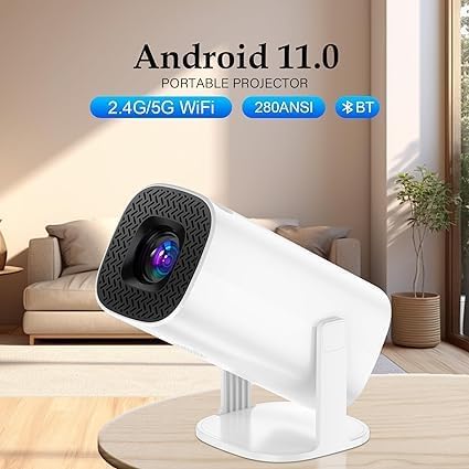 Mini Portable 4K Projector 2024 – Android 11, 280 ANSI, WiFi/Bluetooth, Auto-Correct & 180º Rotation