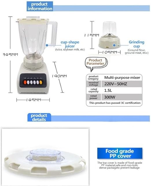 Electric Food Processor – Compact Blender Mixer with Stainless Steel Blades for Smoothies, Juices, Soups, and Sauces, Easy Cleanup and Multiple Speeds