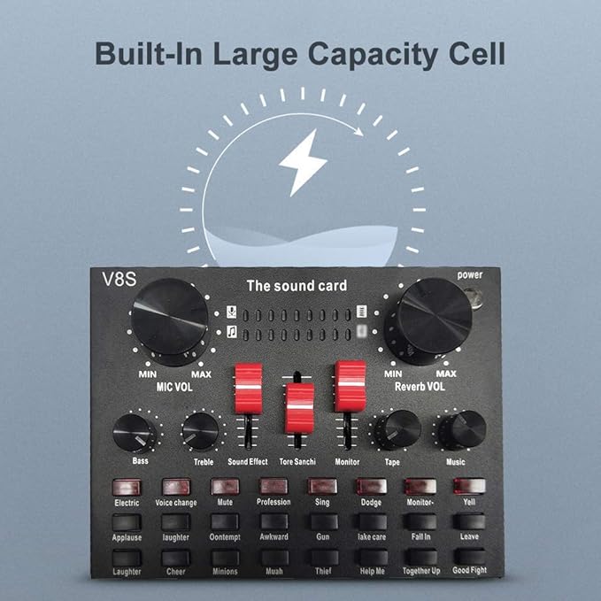 V8S Live Streaming Sound Adapter – High-Quality Audio Interface for Phones and Lap Microphones