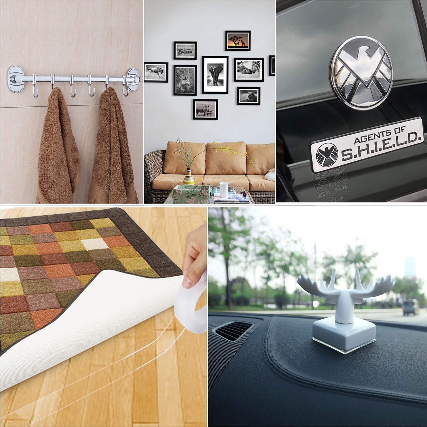 Strong Double-Sided Tape Heavy Duty | Versatile Indoor Adhesive for Mounting | No Drilling or Screws | Non-Toxic, Residue-Free, Super Sticky Grip