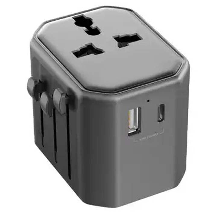 Universal Travel Adapter - All-in-One International Power Adapter with UK/US/AUS/EU Plugs & 4 USB Ports | Compact, Foldable, and Multi-Device Charging Solution