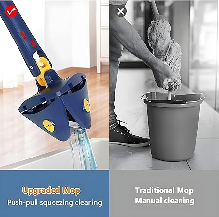 Rotatable Adjustable Triangle Cleaning Mop | Stainless Steel Handle for Effortless Floor & Corner Cleaning
