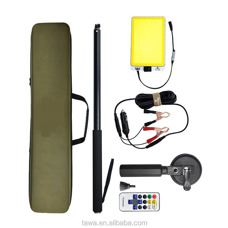 DC 12V Dual-Color LED Camping Light | Telescopic Rod Outdoor Light for BBQ, Night Parties & Camping