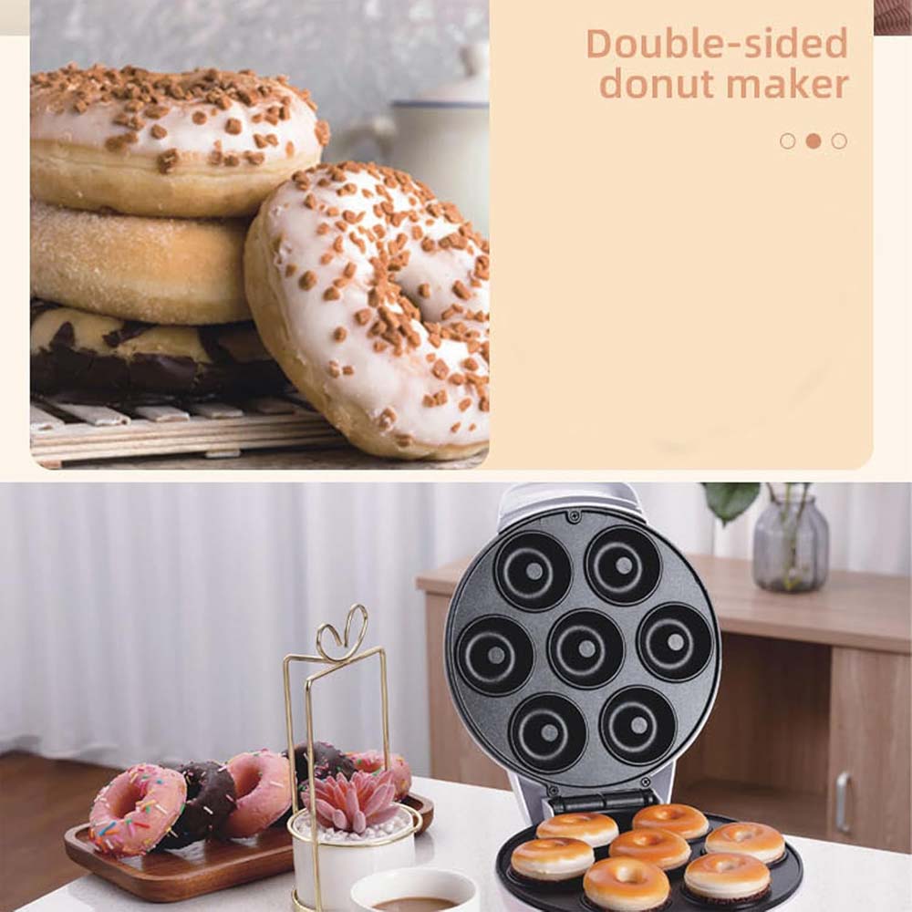 Electric Mini Donut Maker | 7-Donut Capacity with Non-Stick Plates | Double-Sided Heating for Quick, Easy Breakfasts, Desserts & Snacks – Compact Kitchen Appliance