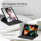 360° Rotating Case for iPad Pro 12.9" (2018–2022) – Auto Sleep/Wake Leather Cover with Pencil Holder & Multi-Angle Stand (Multi Colour)