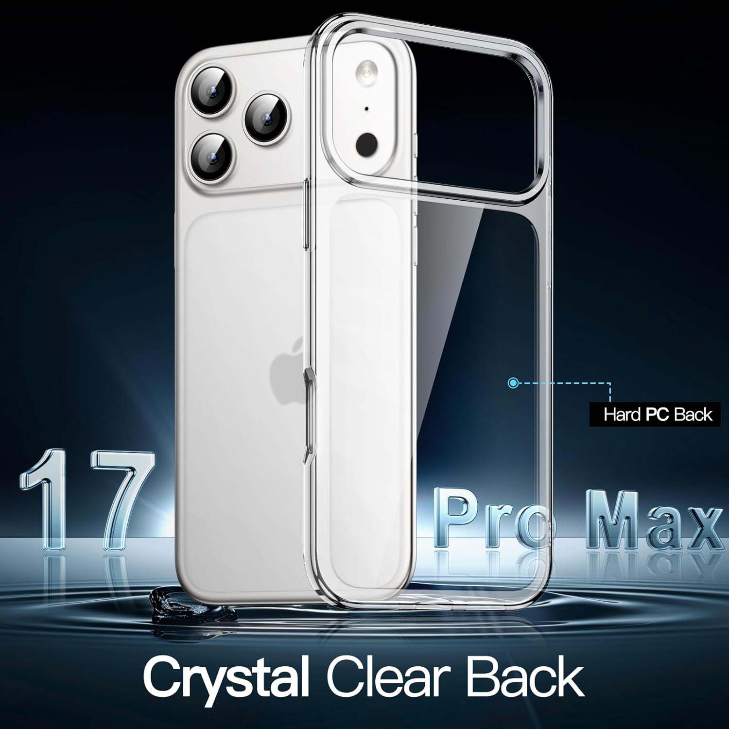 Crystal Clear Case for iPhone 17 Pro Max 6.3" (2025) | Anti-Yellowing Hard Back, Slim Shockproof Bumper, Wireless Charging Compatible Protective Phone Cover