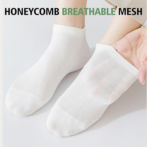 10 Pairs Men’s Breathable Cotton Ankle Socks – Ultra Lightweight, Soft & Comfortable Fit for All Seasons, Everyday Low-Cut Socks for Casual, Work, or Sports