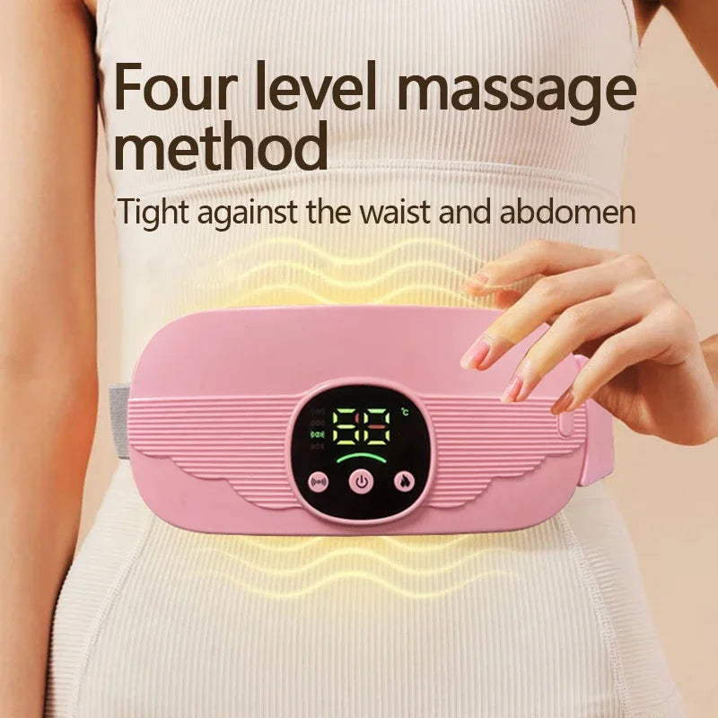 Smart Menstrual Heating Pad | 4-Gear Constant Temperature Abdominal Massager with Vibration | Warm Palace Belt for Period Cramps & Pain Relief – Pink Colour