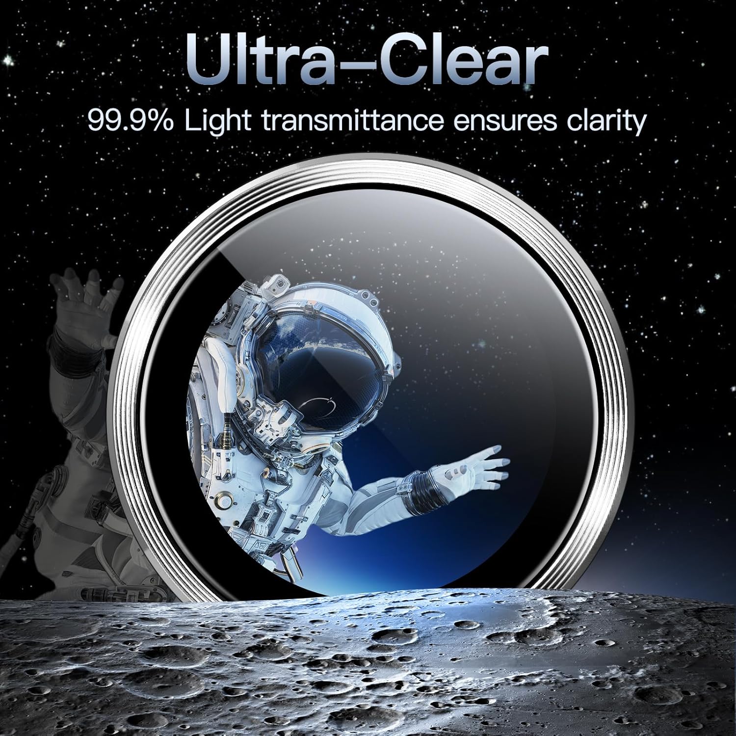 iPhone 16/17 Pro Max Camera Lens Protector 3-Pack | 9H Tempered Glass with Alloy Ring | Anti-Scratch HD Clear Cover – Silver Titanium Finish