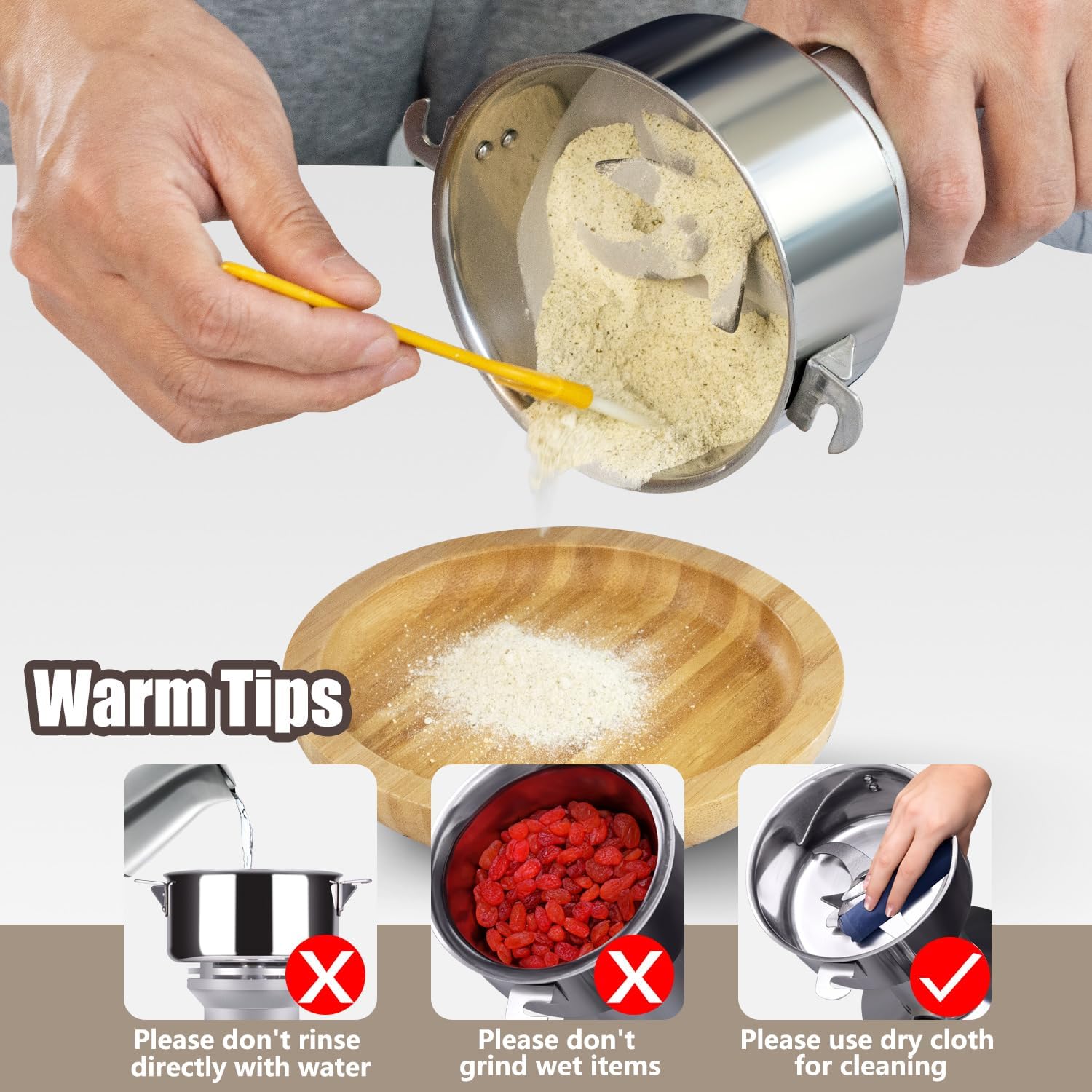 1000W Commercial Grain Mill Grinder – 200g Capacity, Superfine Flour & Spice Grinder, High-Speed Electric Mill for Efficient Home and Small Business Use