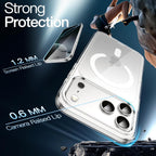 Magnetic Clear Case for iPhone 17 Pro 6.3" (2025) | MagSafe Compatible Shockproof Transparent Bumper Cover with Anti-Scratch Hard Back