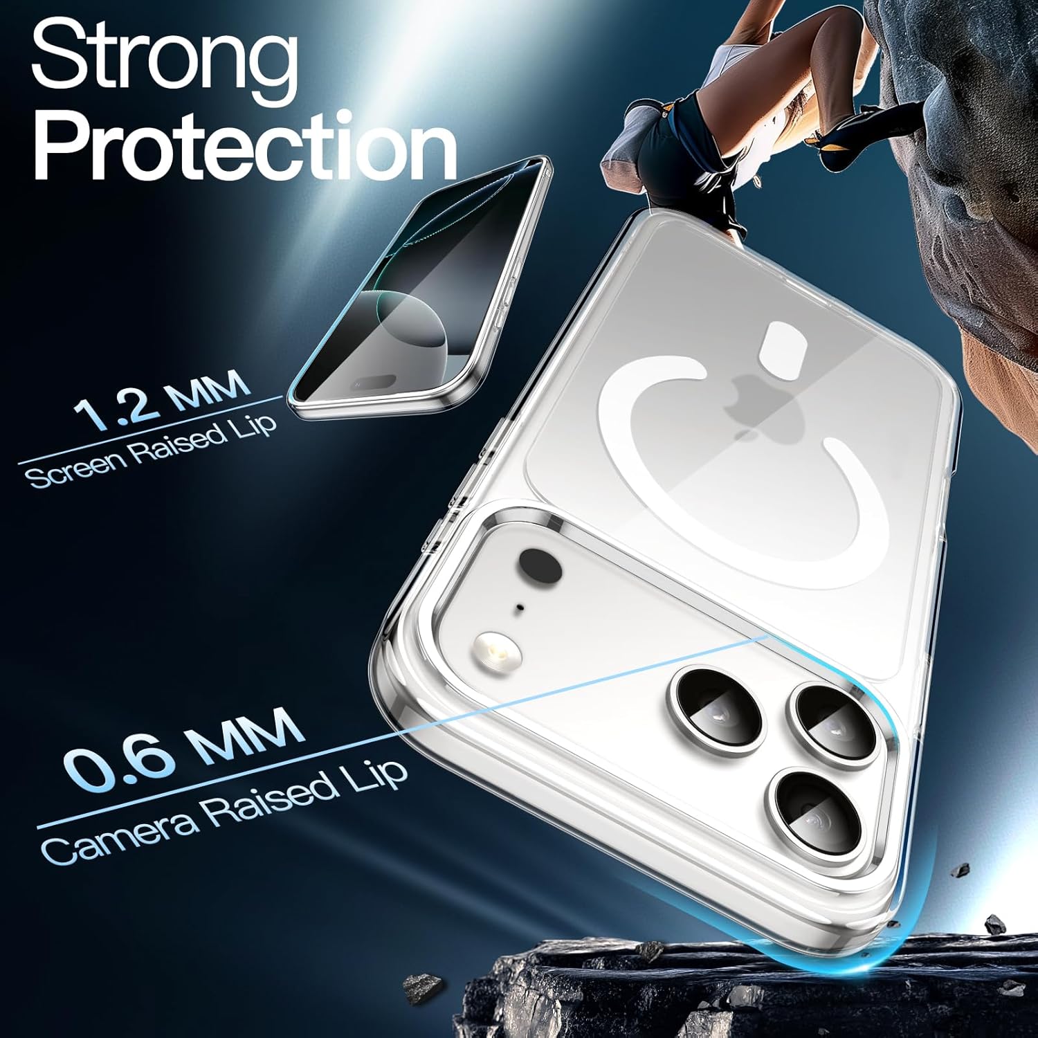 Magnetic Clear Case for iPhone 17 Pro 6.3" (2025) | MagSafe Compatible Shockproof Transparent Bumper Cover with Anti-Scratch Hard Back