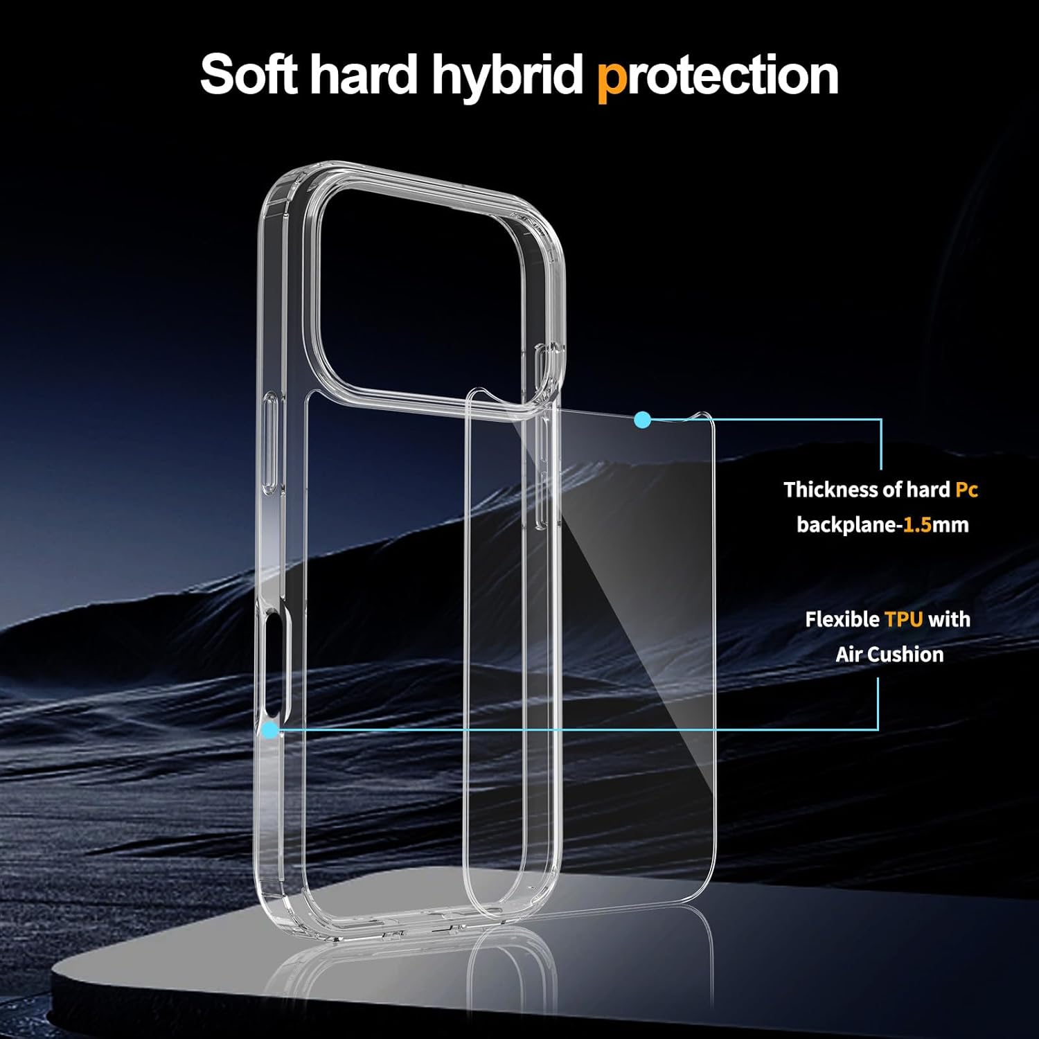 Crystal Clear Case for iPhone 17 Pro 6.3" (2025) | Anti-Yellowing Hard Back, Slim Shockproof Bumper, Wireless Charging Compatible Transparent Protective Phone Cover